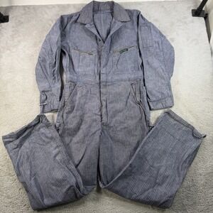 Vintage Key Imperial Coveralls Mens Large Grey Herringbone Sanforized Workwear